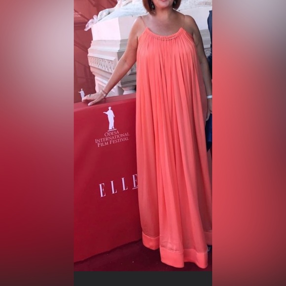 Stella McCartney Silk Dress Gown orange vibes Oscar - Picture 2 of 7